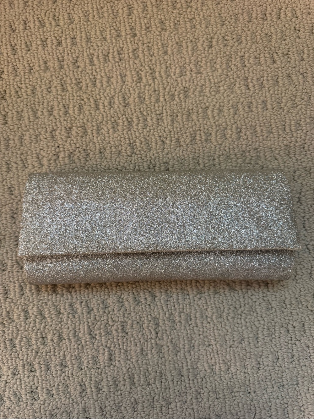 Glitter Fold-Over Silver Clutch